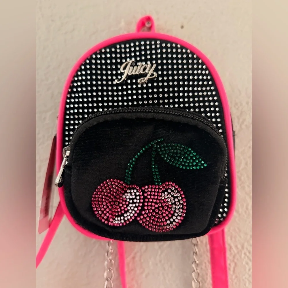 Juicy Couture Mini Backpack Purse Cherry Rhinestone Design Viral TikTok Bag